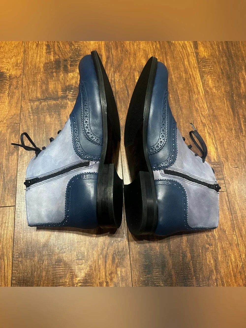Girotti Mens Leather Brogue Ankle Boots Size 11 EUR 44 Navy Handmade Italy NWOT